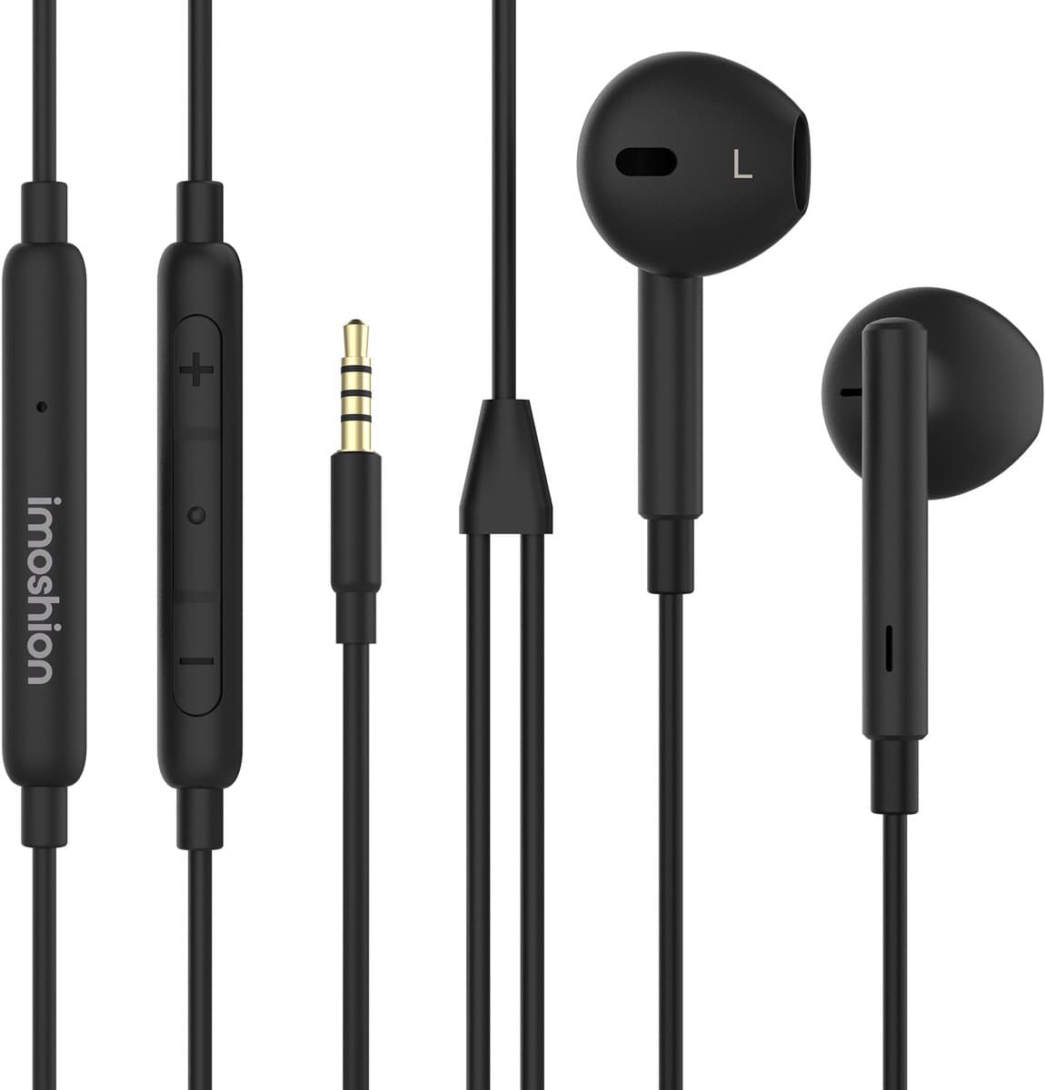 imoshion Bedrade Oordopjes met AUX / 3,5 mm Jack Aansluiting - Oortjes met Draad - Zwart
