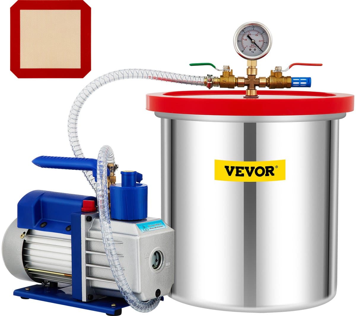 VEVOR VacuüMpomp VacuüMpomp VacuüMkamerkit 5 Gal 5CFM 1/3HP 1 Stage