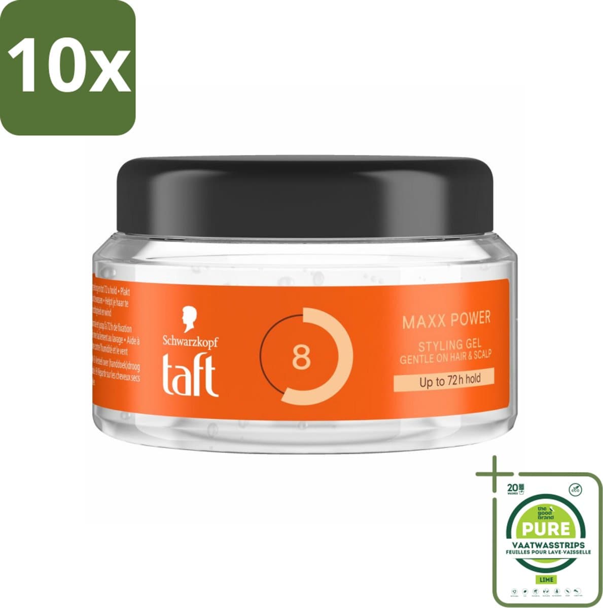 10 x Taft - Maxx Power 8 - Styling Gel - Maximale controle - 250 ml - Grootverpakking - Haargel - Taft - Maxx Power Gel - Sterke Hold - Langdurige Fixatie
