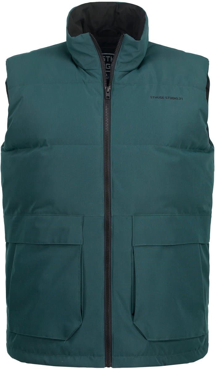 STHUGE - Heren - Gewatteerde bodywarmer outdoor opstaande kraag rits - Avocado - Maat 8XL