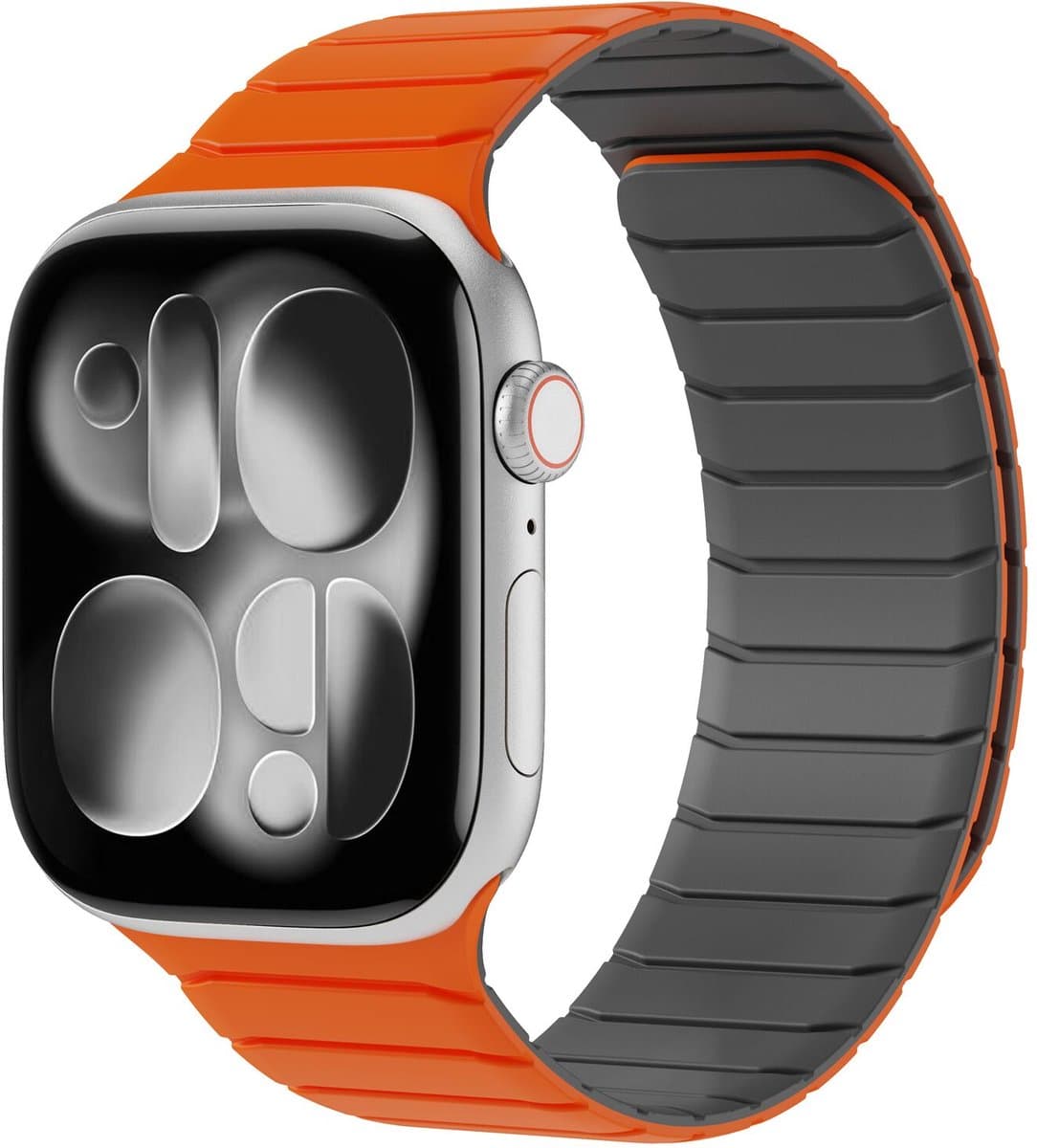 Buddi Fuse Magnetisch Bandje Geschikt voor Apple Watch 1/2/3/4/5/6/7/8/9/10/11/SE - 38/40/41/42MM - Siliconen Sportbandje met Magneetsluiting Oranje