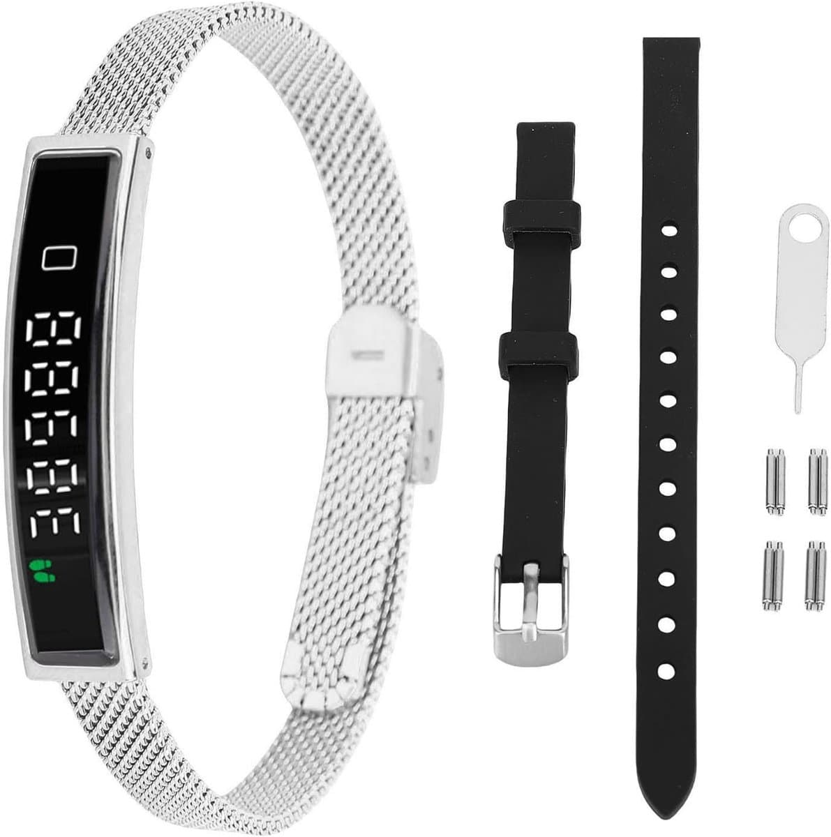 Smart Armband - Fitness Tracker - Gezondheid Bijhouden - Levens Waterdicht - 5.6 mm Dik - Zilver