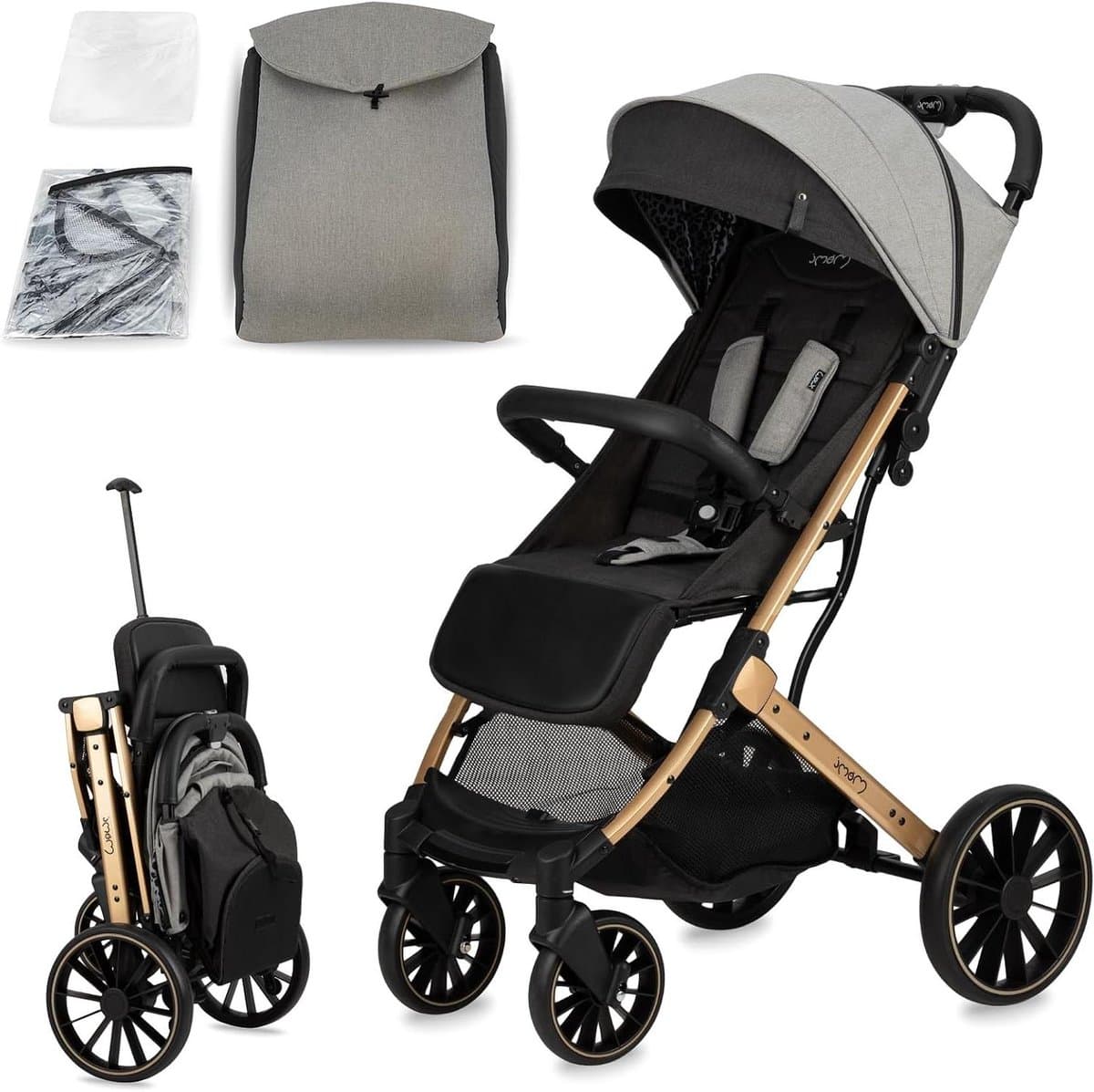 Kinderwagen Buggy - Reisbuggy Kinderwagen - Wandelen Winkelen - Inklapbaar Lichtgewicht - 7.5 kg - Grijs