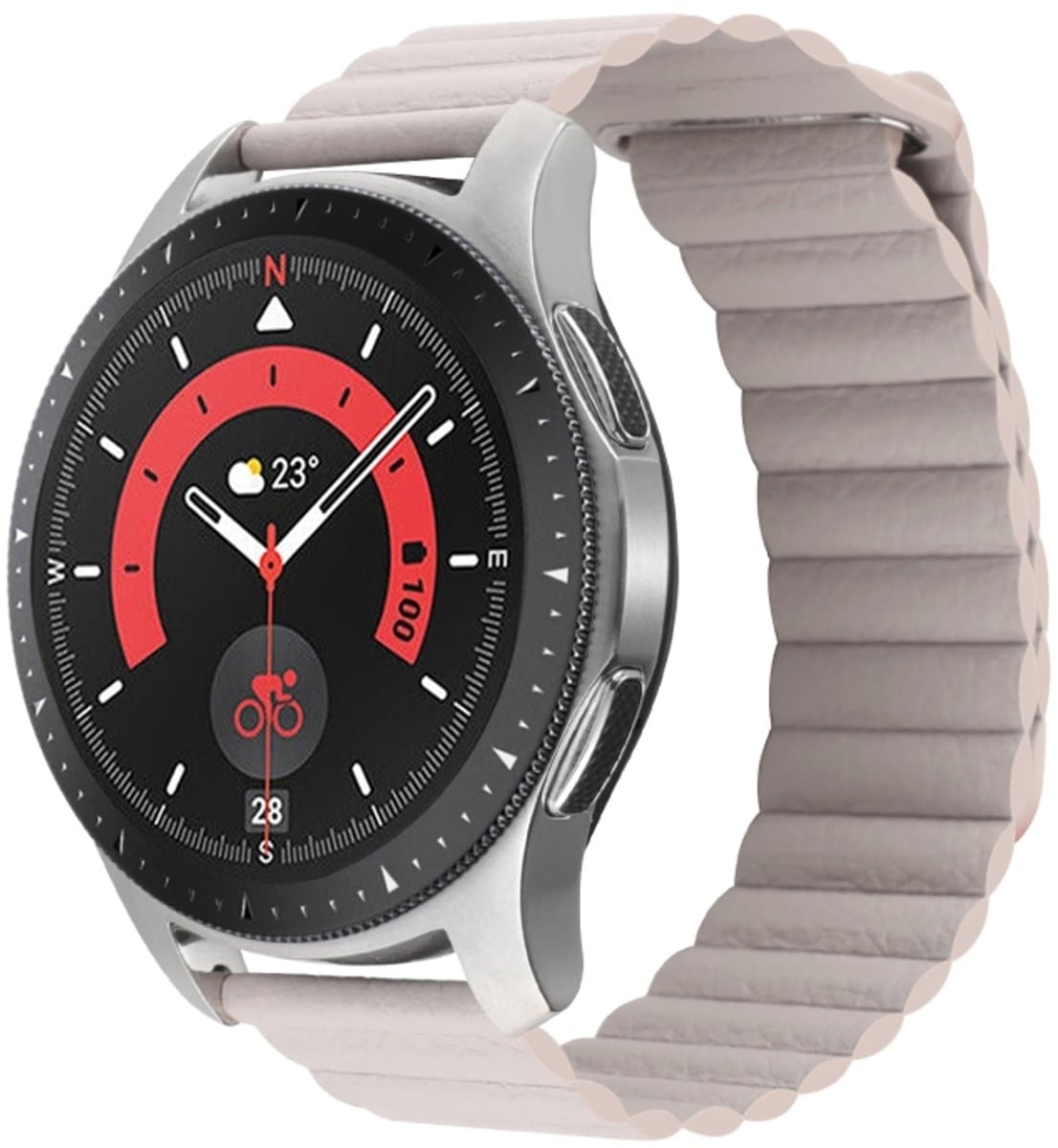 Voor Garmin Forerunner 255S / Venu 2S 18 mm universele magnetische lus lederen horlogeband (kaki)