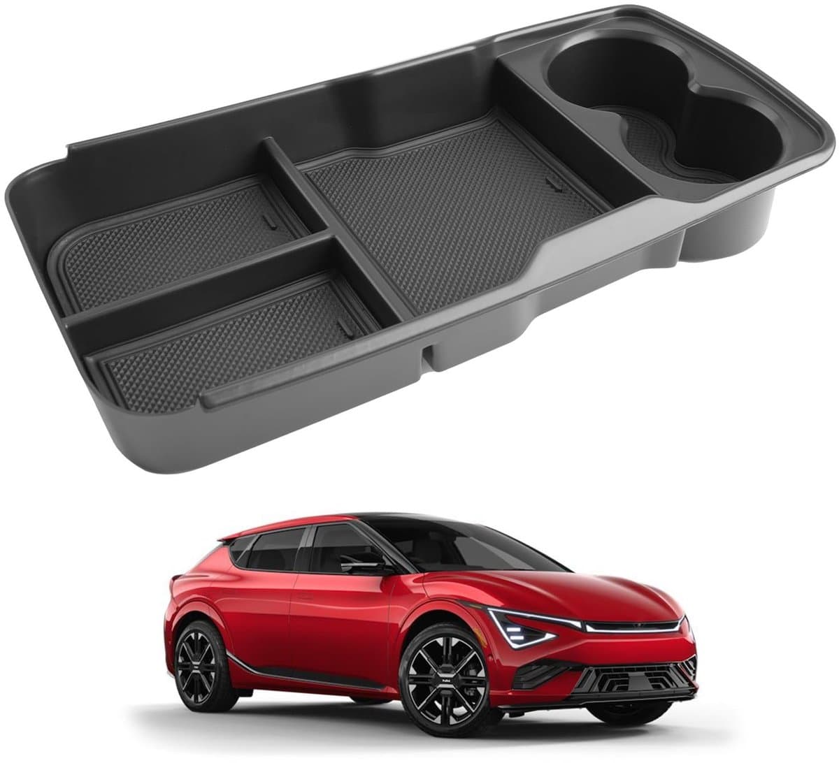 Opbergvak in de middenconsole voor Kia EV6 2021-2024 2025, plank in de armleuning, met antislip bodemkussen, verbeterde perfecte opbergruimte