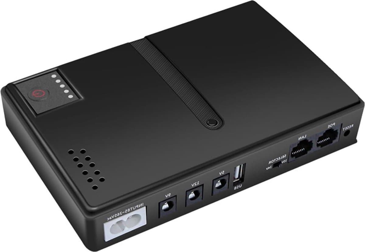 Mini UPS-Batterijback-up 10400mAh - Ononderbroken Voeding met USB Output - 5V DC 9V 12V 2A - POE 15V 24V 1A - 6 Stopcontacten - Router Modem Camera - Voeding Batterijback-up .