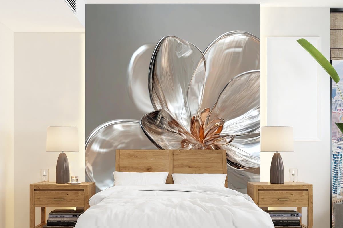 Behang - Fotobehang Bloem - Glazen - Doorzichtig - Breedte 205 cm x hoogte 280 cm