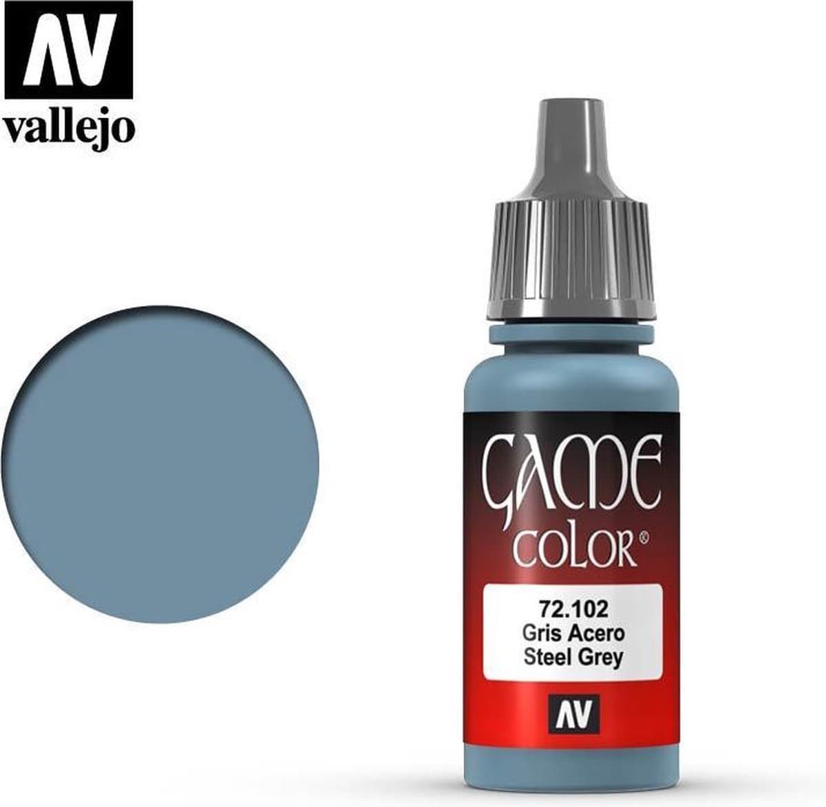 Vallejo Hobbyverf Acrylverf - 72102 Game Color - Steel Grey - Acryl - Verf flesje - 18 ml