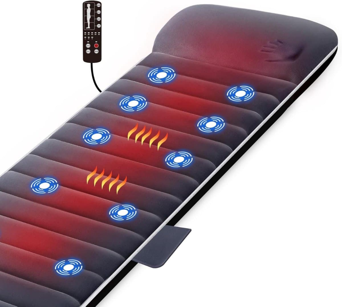 YOR® Conform Massage Mattress - Massage Matras - Massage Matras Met Warmte - Massagematras - Massagekussen - Massage Apparaat - Volledig Lichaam - Grijs - 63cm x 47cm x 25cm