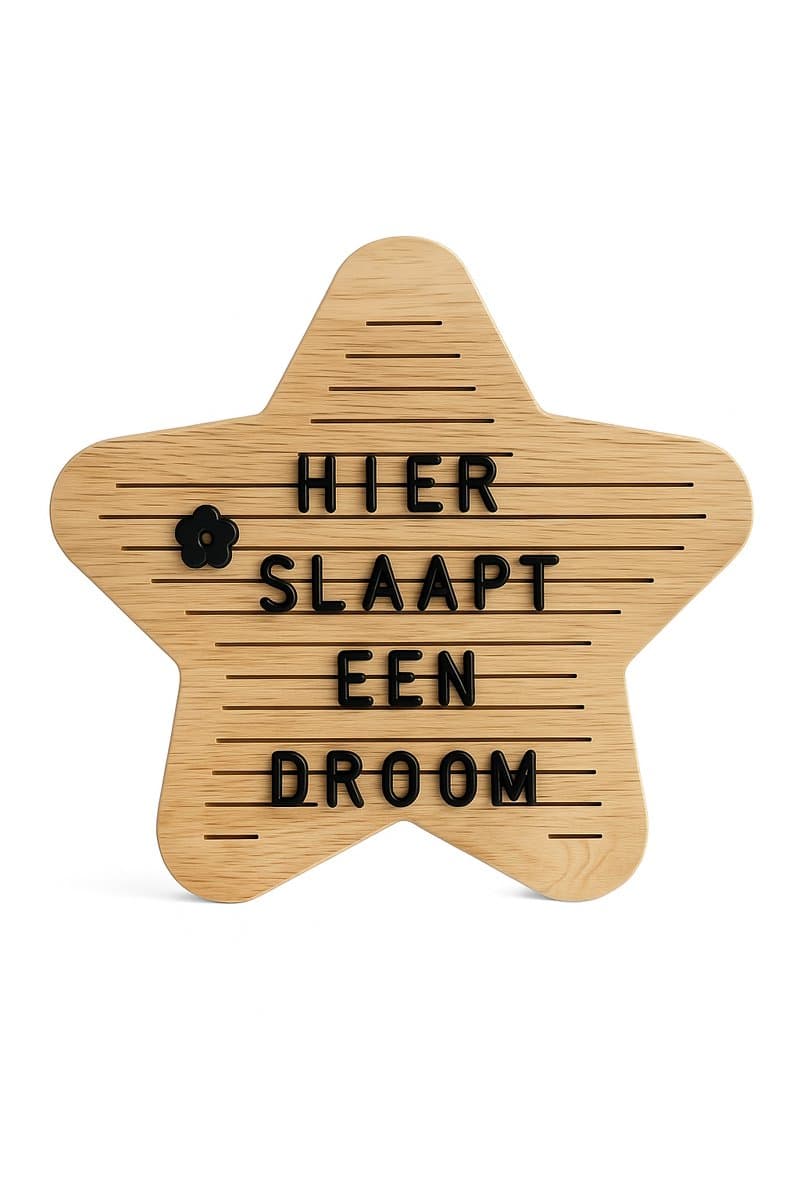Gepersonaliseerd houten ster tekstbord – Ster - Hier slaapt een droom – Babykamer decoratie – Kraamcadeau – Inclusief letters