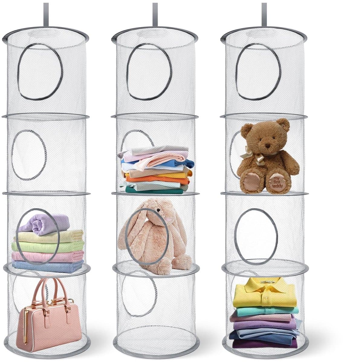 SPHProducts - Opvouwbaar Opbergnet - Hangende Mesh-Organizer - Ruimtebesparende Opslag - Grijs - Voor Zacht Speelgoed - Geschikt voor Teddybeerkleding
