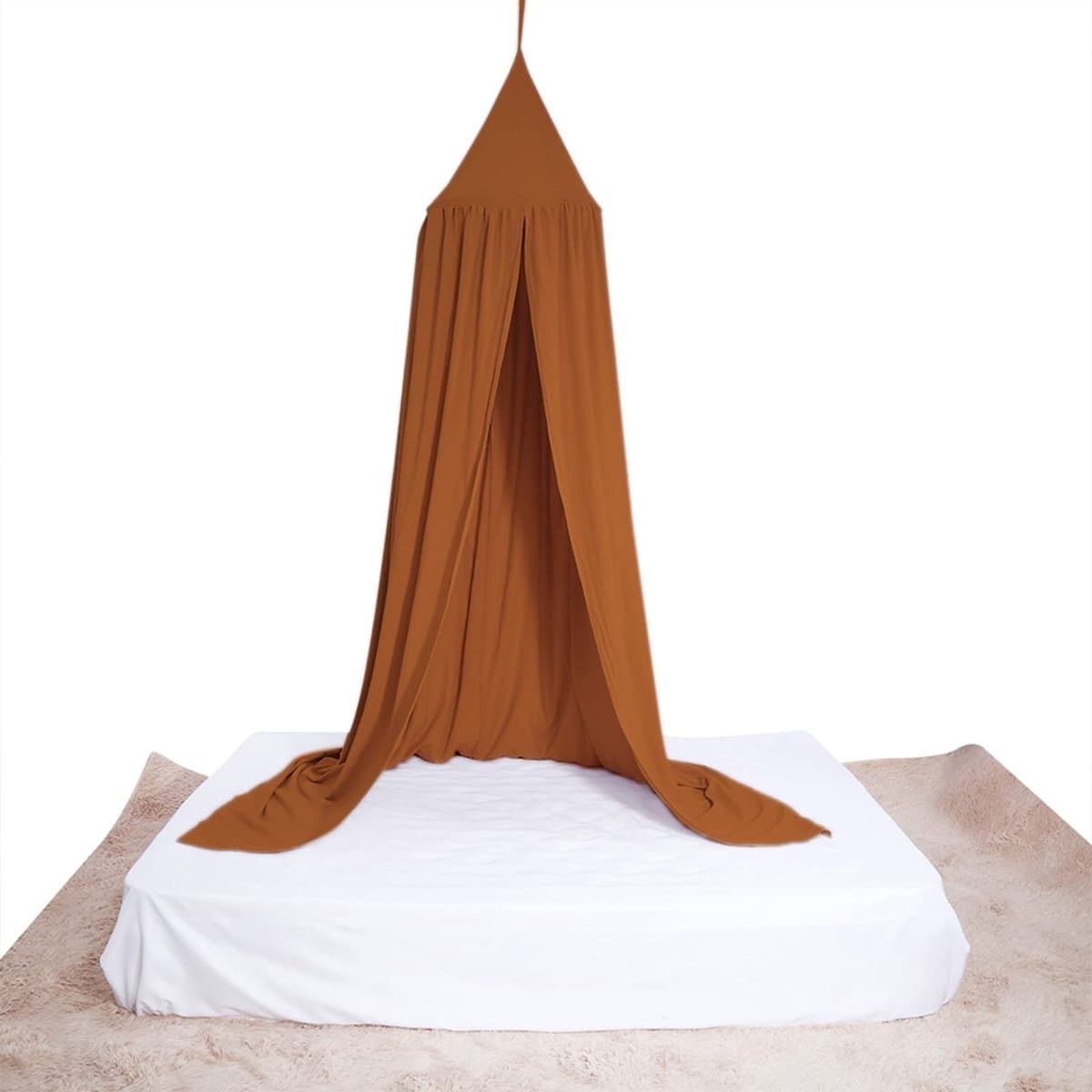 Dailygoody - Baby Beddengoed Ronde Koepel Bed Luifel - Klamboe Gordijn - Geel-bruin - Veilig en Gezellig - Decoratie voor Kinderkamer - Voor Baby