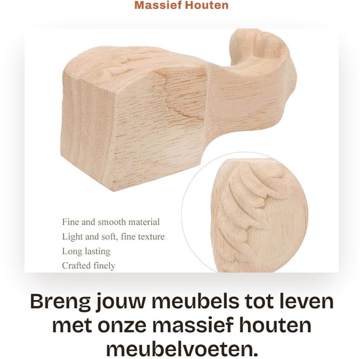 Dailygoods- Meubelvoeten Set van 4 - Massief Houten Poten - 12x6 cm - Rubberhout - Voetaccessoires - Amerikaanse Stijl - Meubelpoten