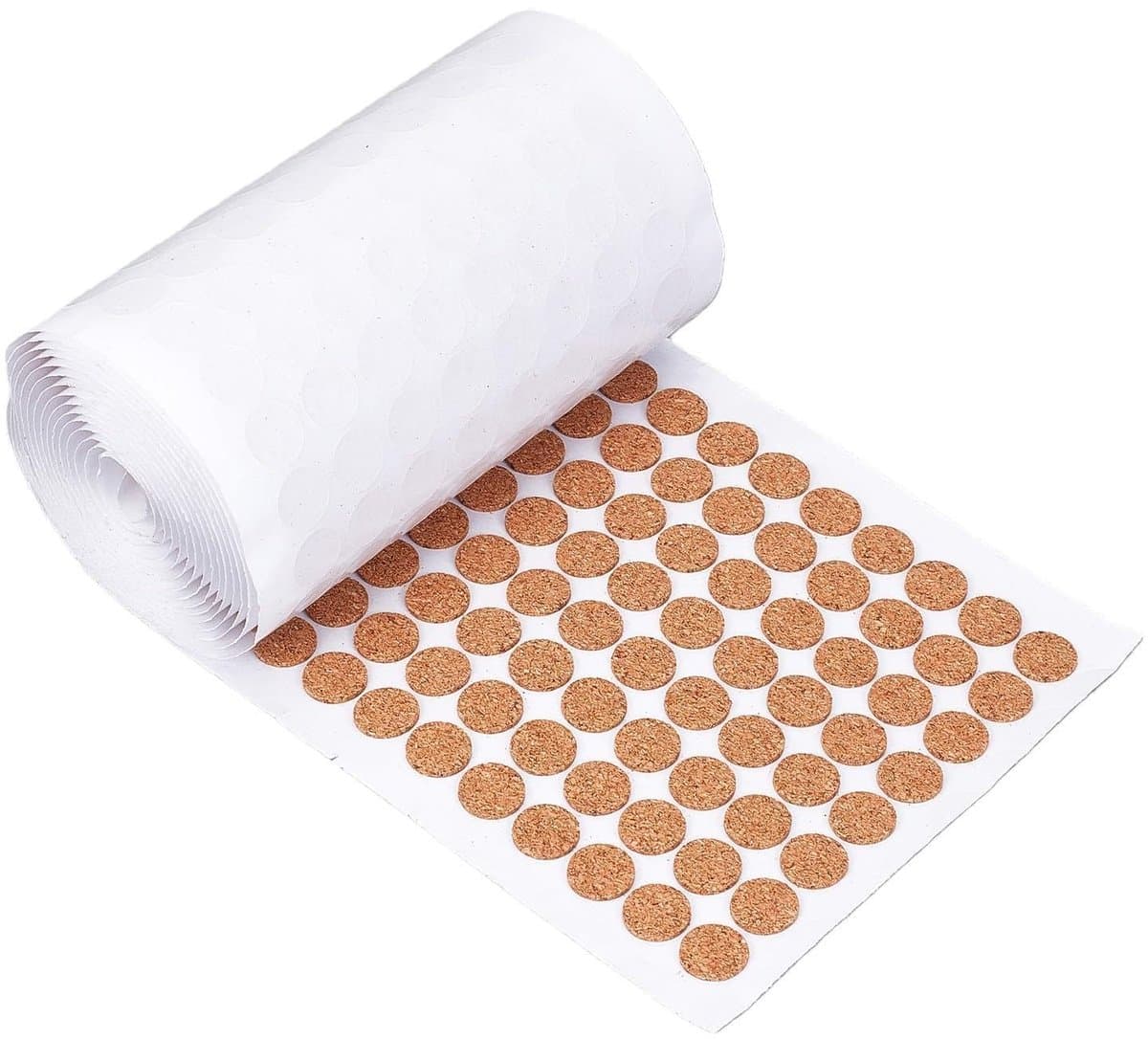 Dailygoods- Kurkpads 1400 stuks - Zelfklevende Kurkpads - Ronde/Platte Kurkpads - Koffiebruin - Natuurkurk - 12,5 mm x 1,5 mm - Kruipads