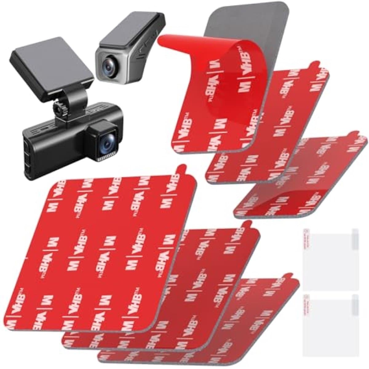 6 Stuks Dubbelzijdige Tape Extra Sterk - Plakpads voor Dashcam, GoPro, Actiecamera - Snijbaar - Temperatuurbestendig -40°C tot 150°C - Incl. 2 Voorruitklemmen
