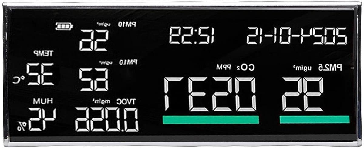 Luchtkwaliteitsmeter - Luchtmonitor - Binnenlucht Meten - Realtime Data - 9 inch Scherm - Zilver