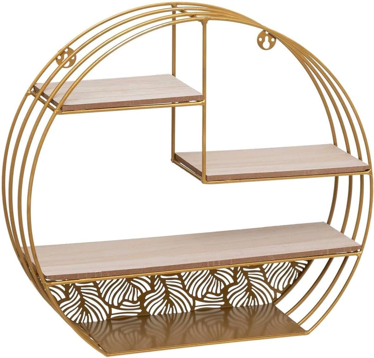 Wandrek Metaal - Decoratief rek - Woonkamer Decoratie - Ronde Vorm - 39 cm Breed - Goud