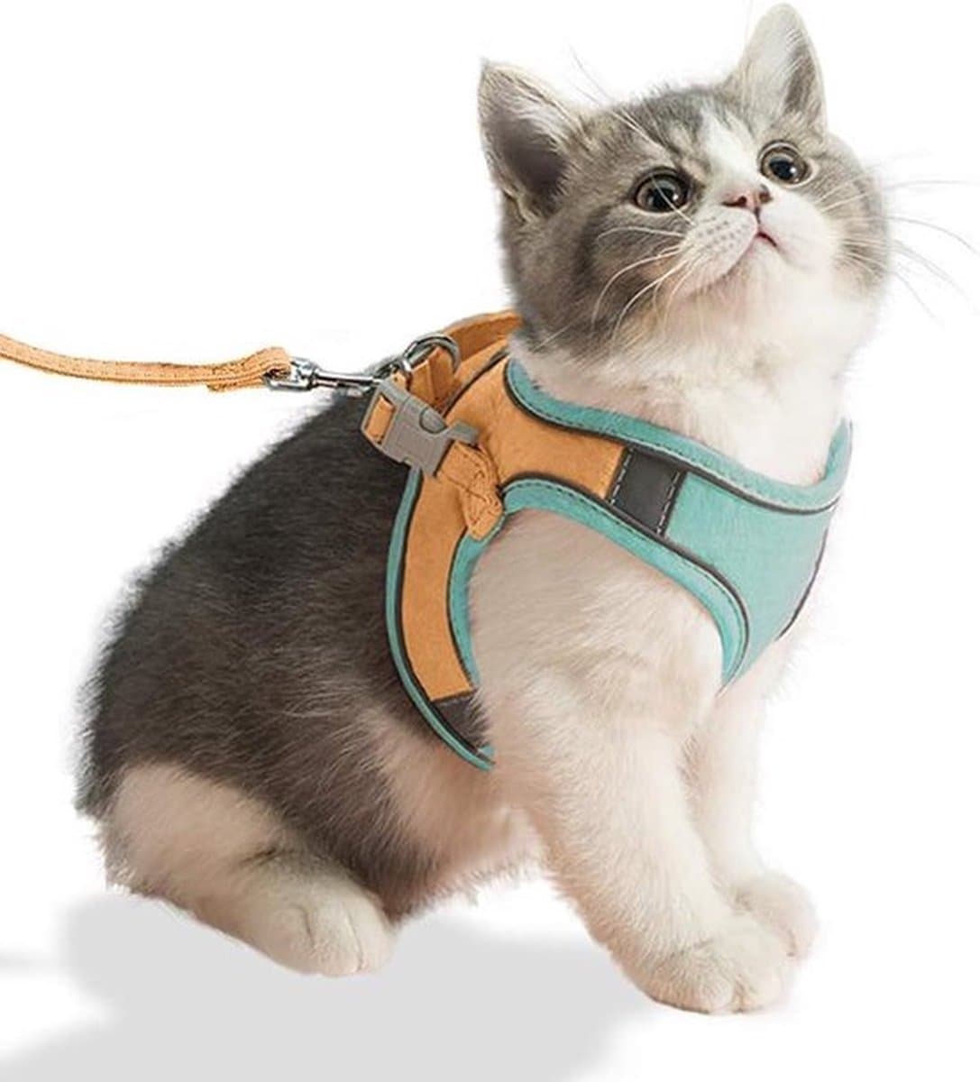 Kattenharnas - Verstelbaar onbreekbaar harnas voor katten en honden - Zacht en comfortabel - Maat M kattenharnas