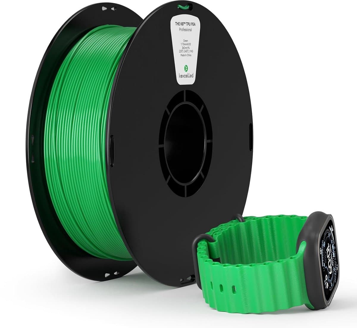Flexibel TPU Filament 1.75mm Groen 1KG - Hoge Taaiheid en Elasticiteit voor 3D Printer