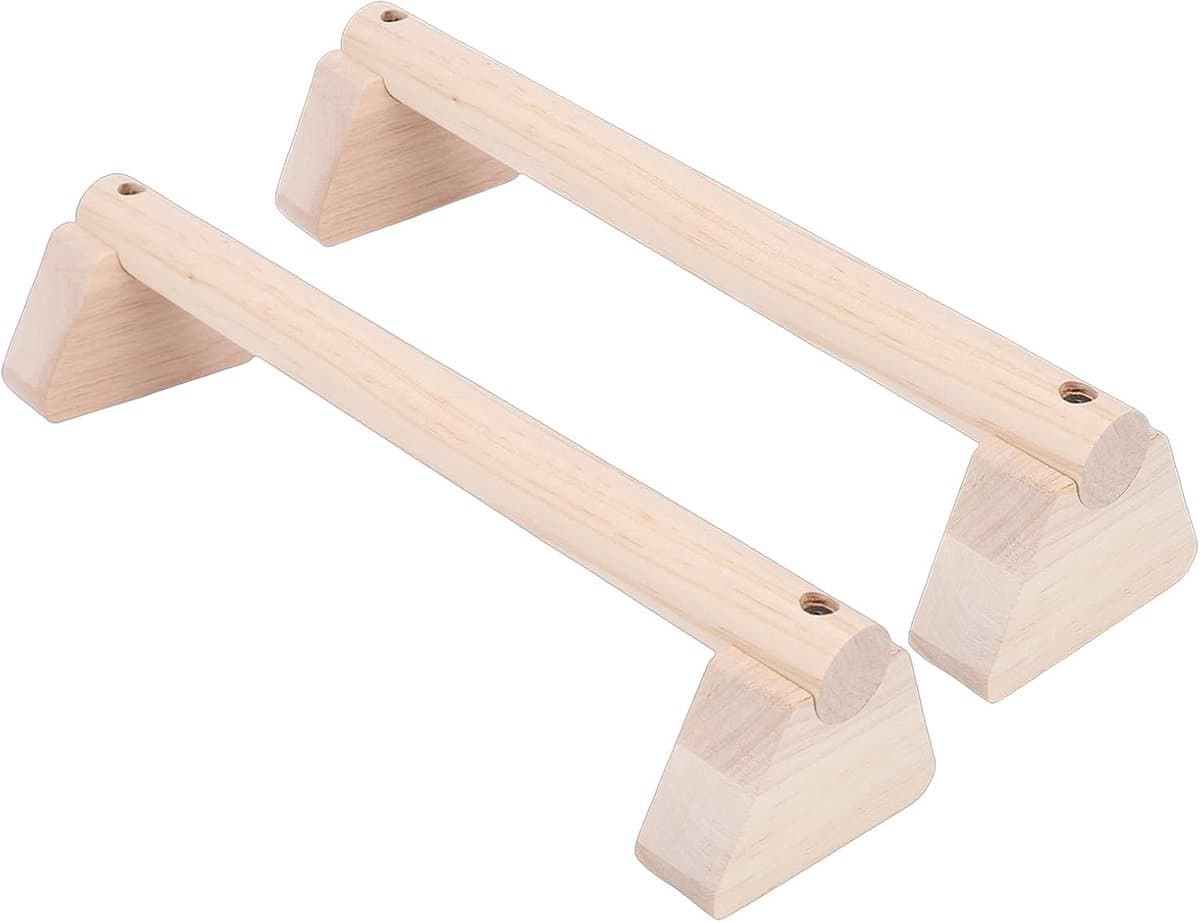 Push-up Stangen - Trainingsstangen Parallel - Kracht Training - Verstelbare Breedte - Hout Rubber - Natuurlijk