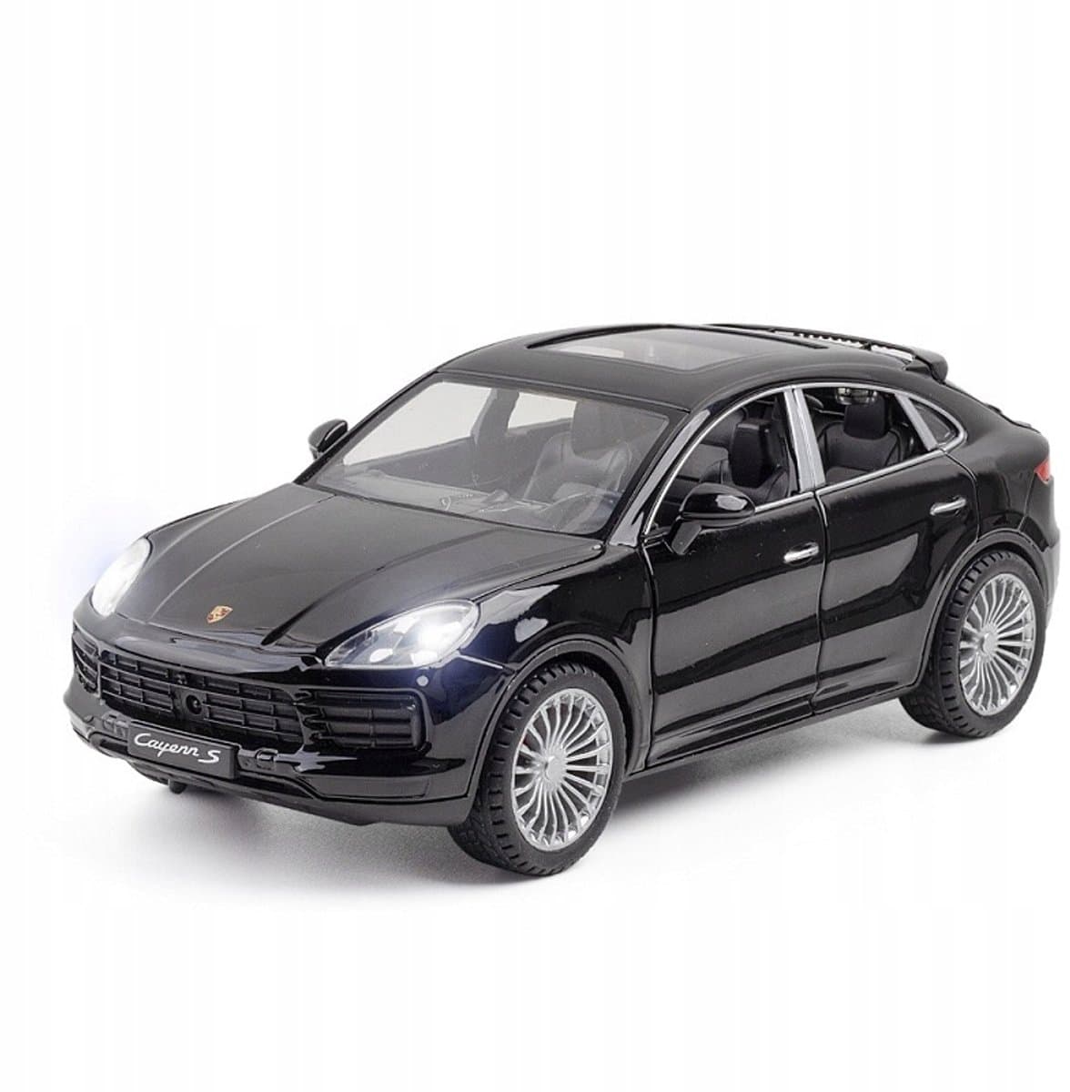 Porsche Cayenne S Modelauto 1:24 Metaal Zwart met Geluid & Licht