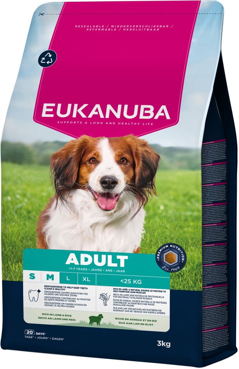 Eukanuba Life Care hondenvoer voor volwassen honden (klein/middelgroot) met lam & rijst 3 kg