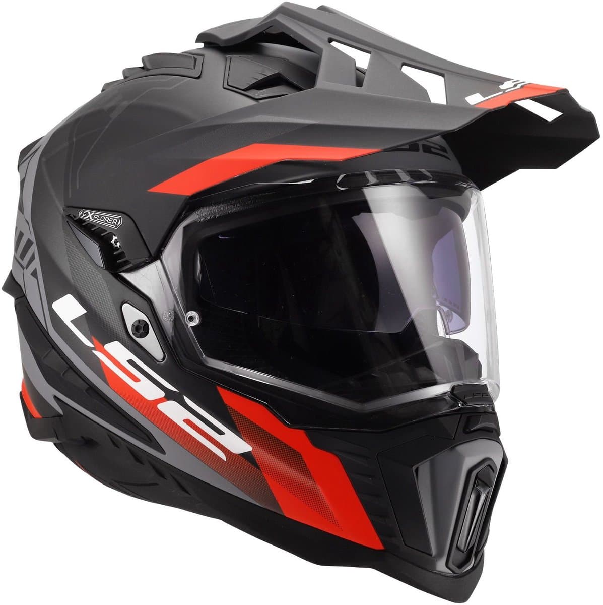 LS2 Helm Explorer Hexa MX701 zwart / rood / grijs maat XXL