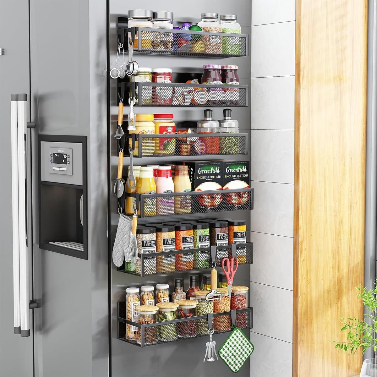 Magnetisch kruidenrek voor koelkast met 12 haken - Ruimtebesparende keuken organizer