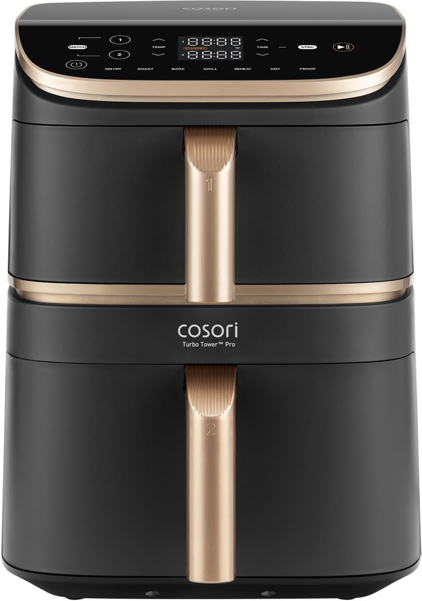 Cosori Turbo Tower Pro Smart Enkel 10,8 l Vrijstaand 2630 W Heteluchtfriteuse Zwart, Goud