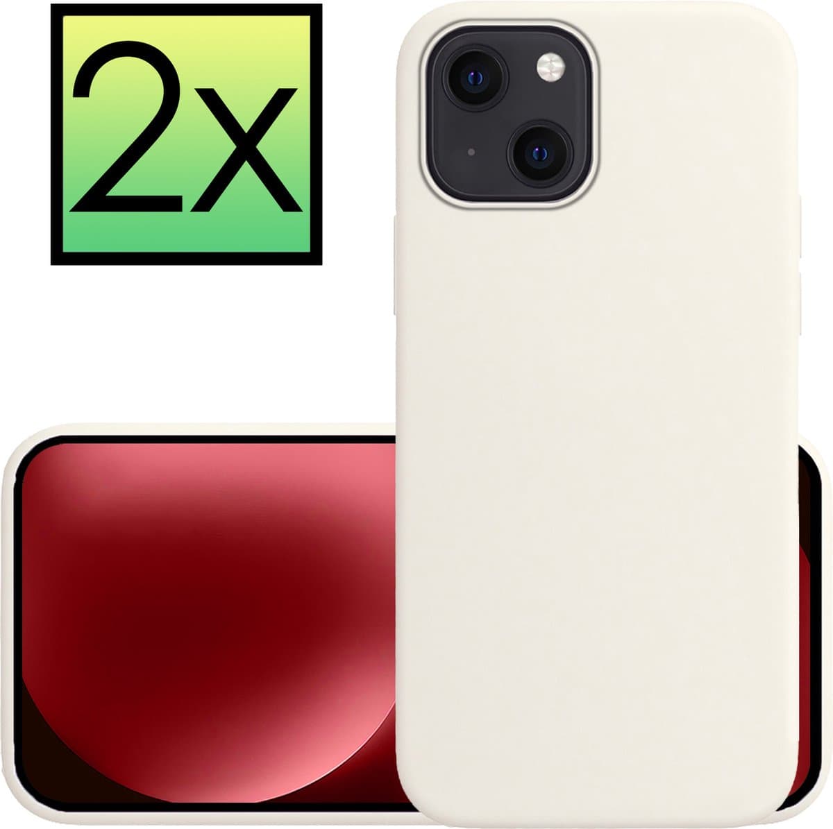 Hoesje - 2 Stuks - Geschikt voor Apple iPhone 15 Plus - Sterk & Shockproof - Case Siliconen - Back Cover - Telefoon Hoes - Wit