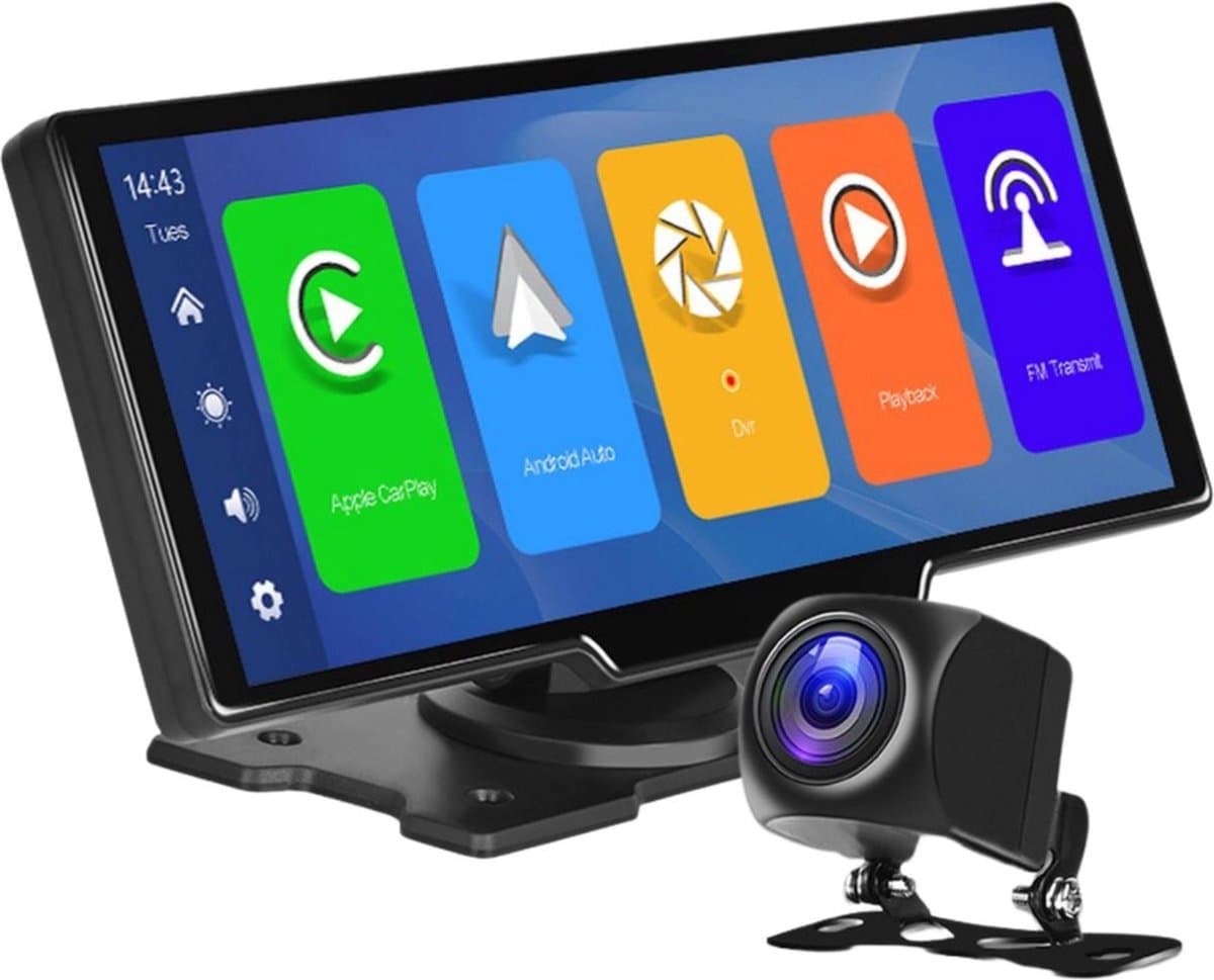Boscer Smart Navigatiesysteem Auto - Ingebouwde FULL HD Dashcam - Apple Carplay & Android Auto (draadloos) - 9.3 Inch Touchscreen scherm voor Autoradio - Bluetooth - Achteruitrijcamera