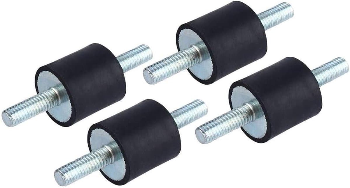 Rubber Vibration Damper Set van 4 Stuks M6 - 20x20mm met Stud voor Geluidsisolatie en Trillingsdemping