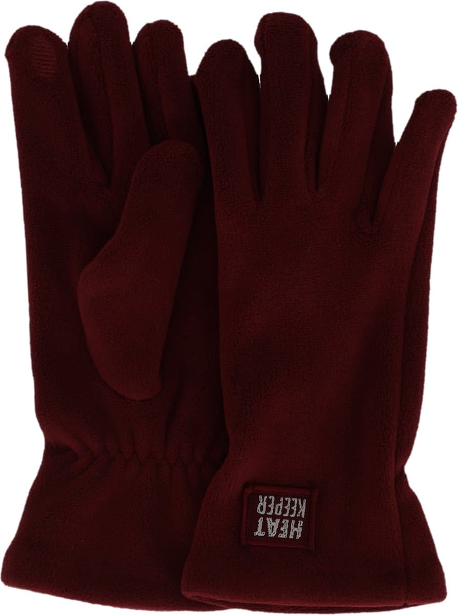 Thermo handschoenen fleece - Dames - One Size - Bordeaux - Handschoenen - Touchscreen - Thermo