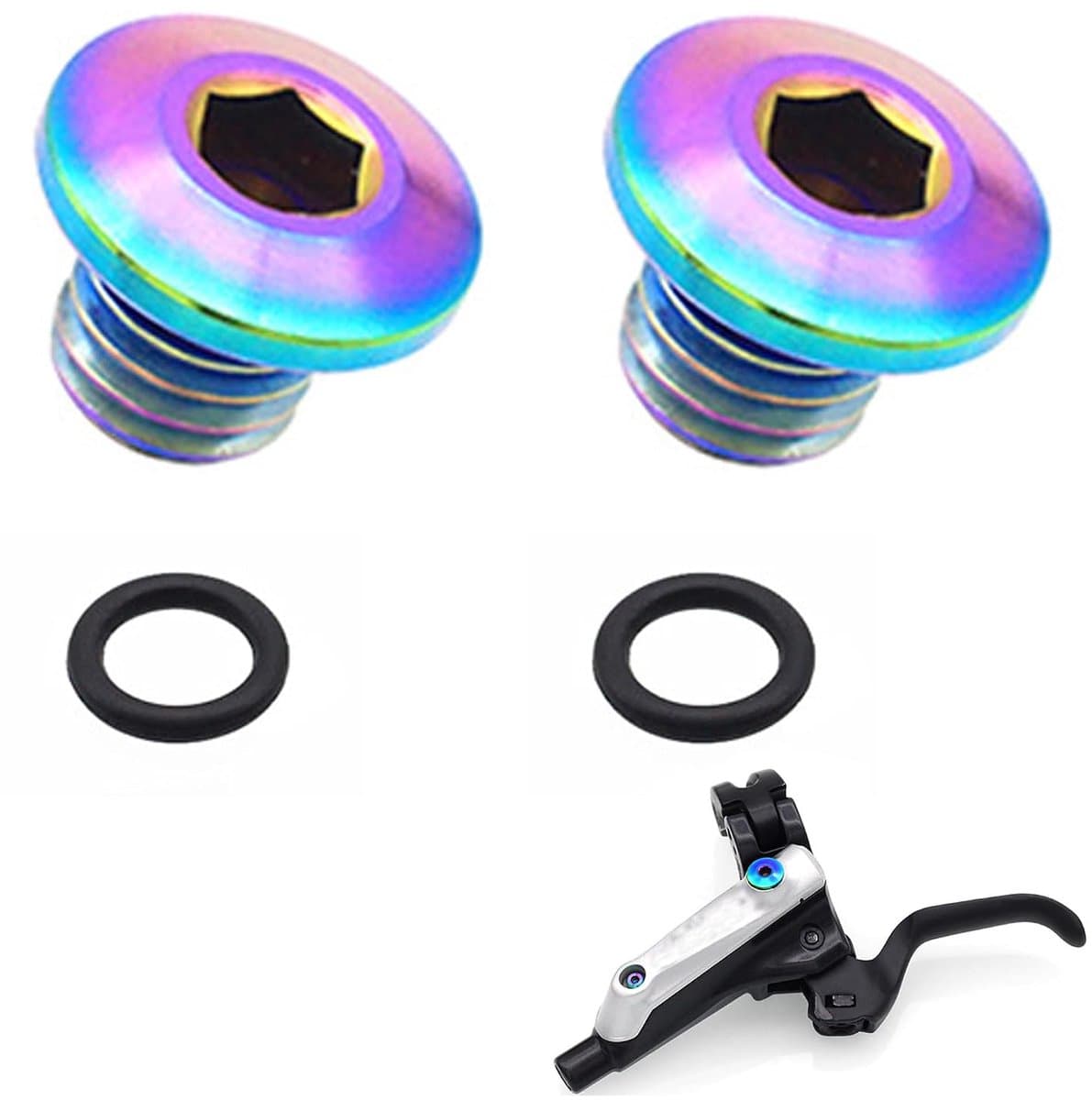 Schroeven, O-ring oliefapschroef voor gedeelde fietsbehuizing, TC4-titaniumlegering, M5 X 10 mm schroeven, compatibel met Shimano XT SLX Zee Deore LX (veelkleurig)