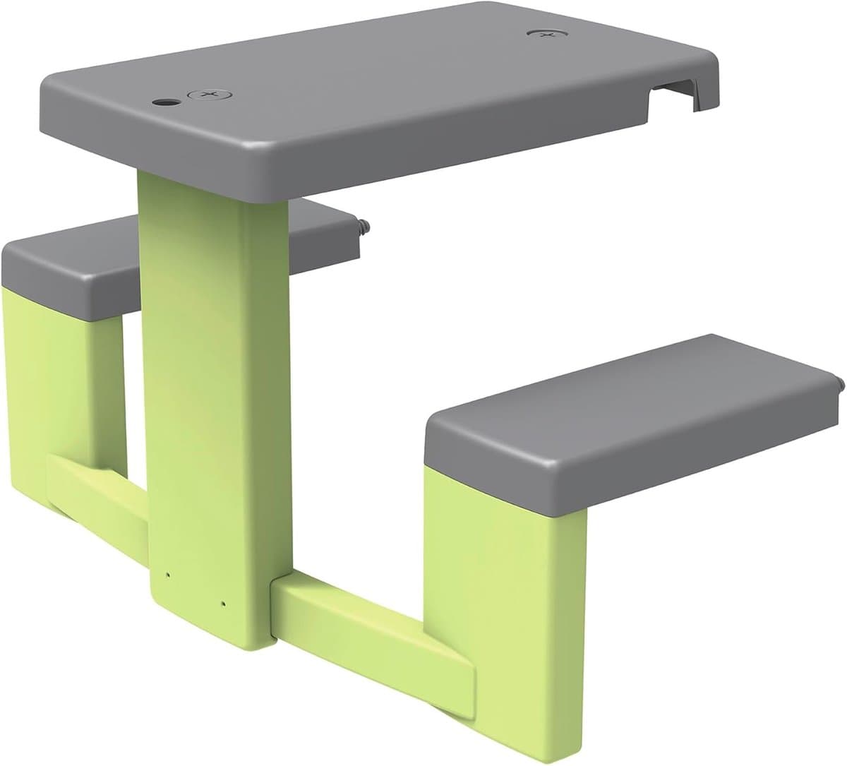 Kavora Kindertafel - 2 Banken - Kindertafel en Stoeltjes - Kindertafel met Stoeltjes - Grijs en Groen - 81cm x 54cm x 49cm