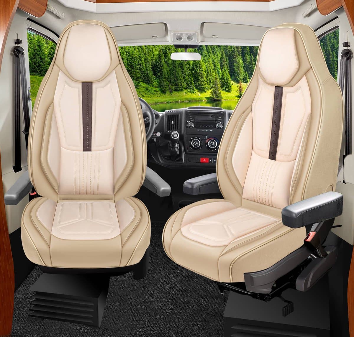 Premium Camper stoelhoezen voor Chausson Titanium ultimate WDS4 in Beige (2 losse stoelen)