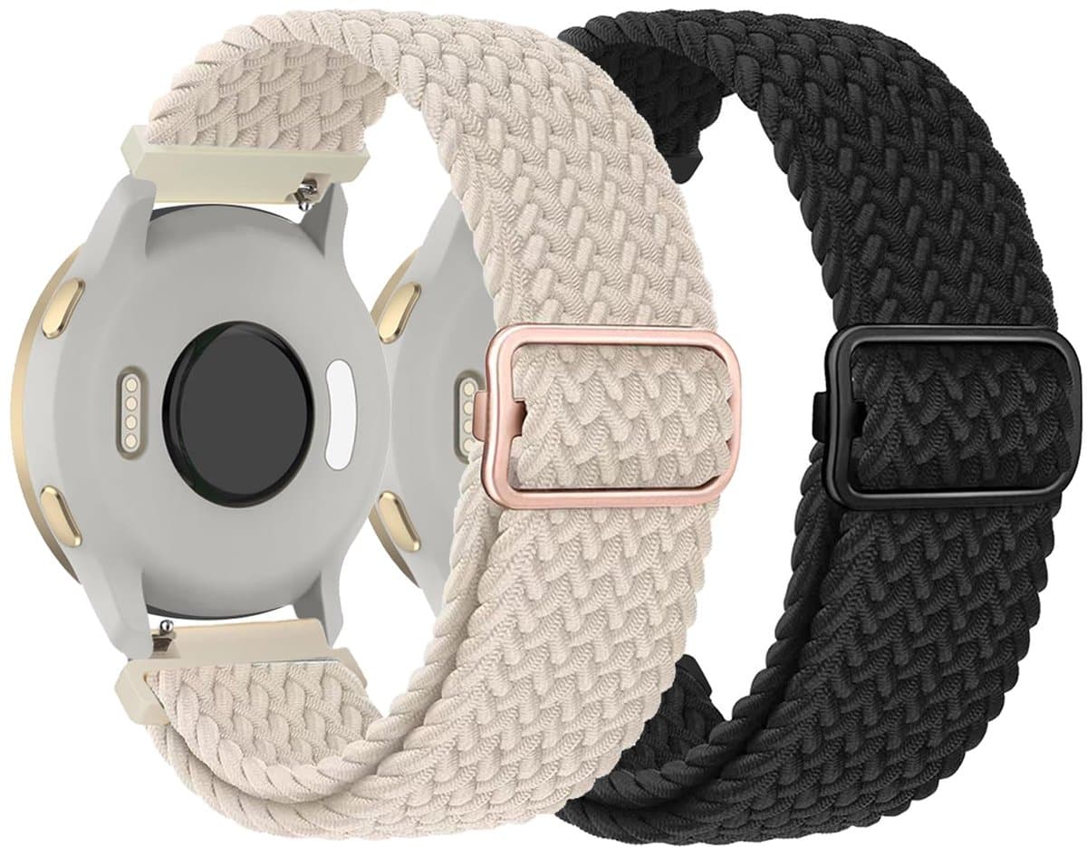 2 Stuks Nylon Sportarmband voor Garmin Venu 2S/Venu 3S/Venu 4/Vivoactive 4S