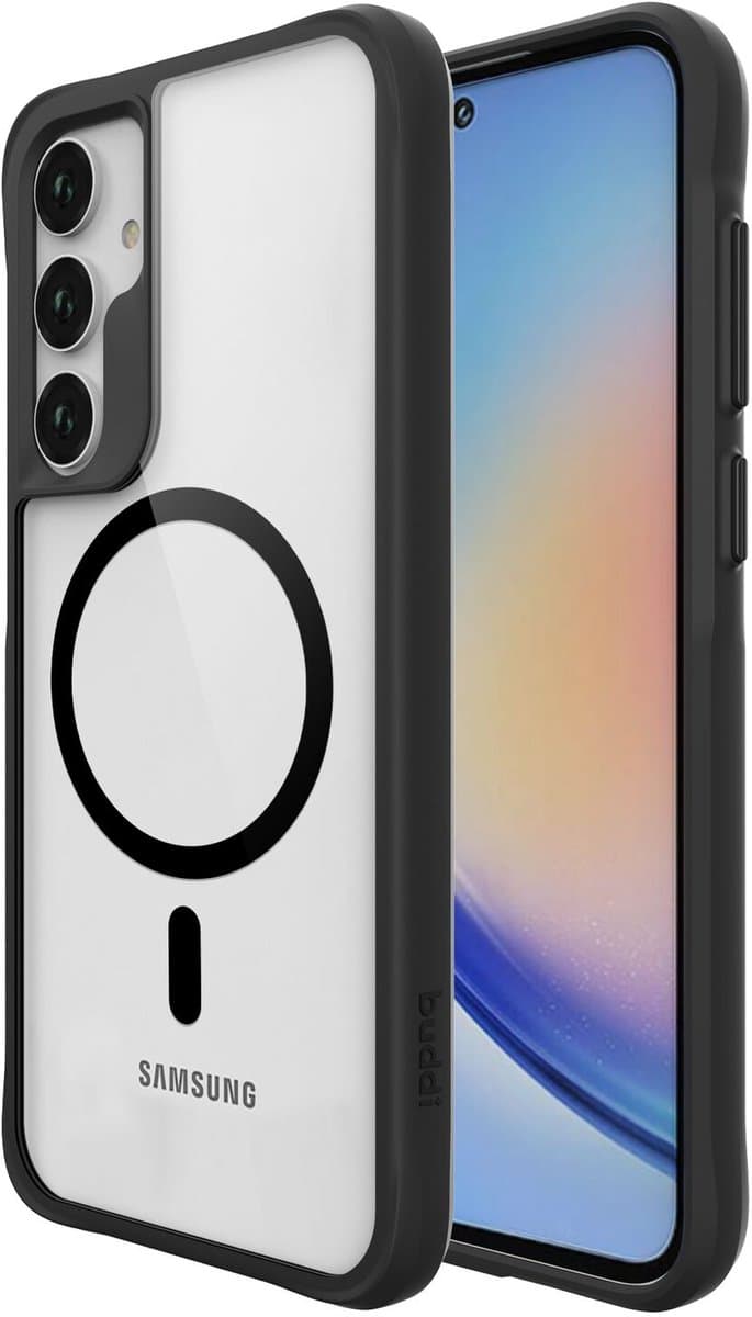 Buddi Hybrid - Hoesje Geschikt voor Samsung Galaxy A35 - Compatibel met MagSafe - Back Cover met Magneet - Magnetische Beschermhoes - Case Transparant Zwart