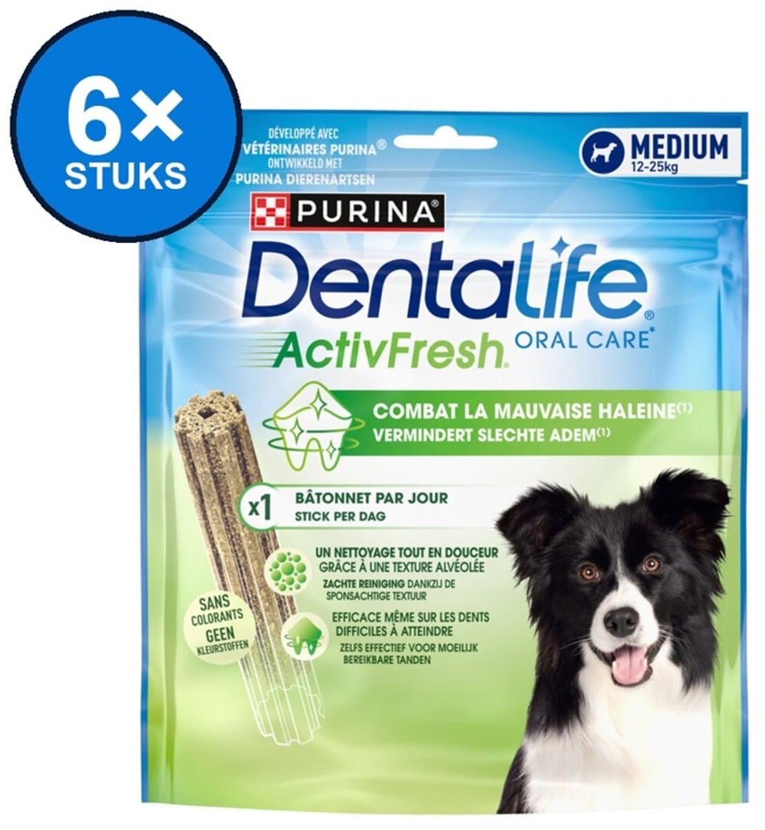 6x Dentalife ActivFresh - Dental Sticks Medium Hond - Gebitsverzorging - 12-25kg - 115g