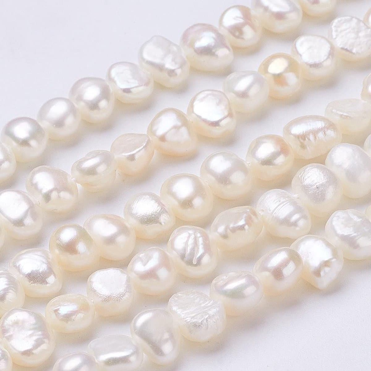Dailygoods- Parel Kralen 55 Stuks - Natuurlijke Zoetwater Parels - Nuggets Vormige Kralen - 6/7mm - Voor Ketting/Armband Sieraden Maken - Parelkralen