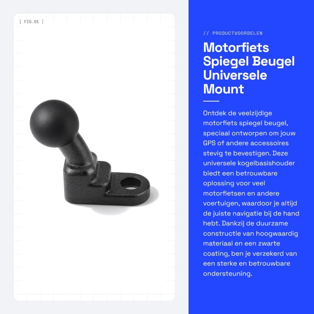 aladdien - Motorfiets Spiegel Beugel - Universele Mount - Duurzaam en Sterk - Zwart - Voorruit Bevestiging - Geschikt voor Veel Motorfietsen