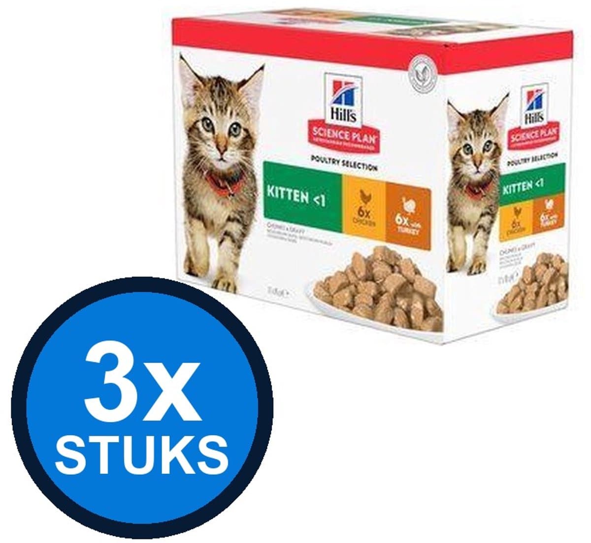 3x Hill's - Science Plan cat kitten poultry sel mp 12x85gr - Kattenvoer - 1.02 kg