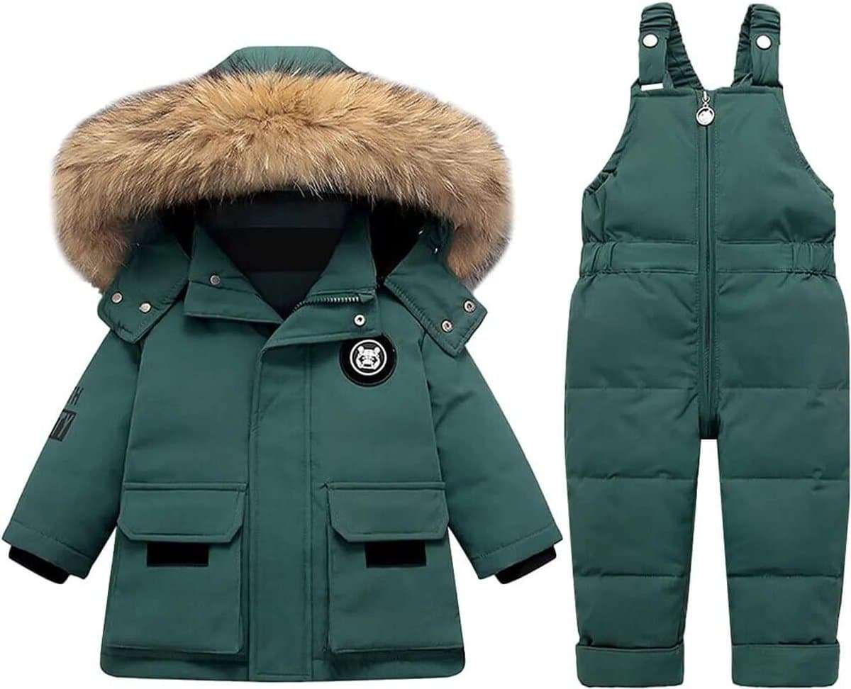 casalora® - skipak - skipak baby - winterpak voor baby - ski-donsjack pak - winddicht - warm - Tops en broeken 2STUKS - Geschikt voor jongens en meisjes Sneeuwpak - groen - maat 80