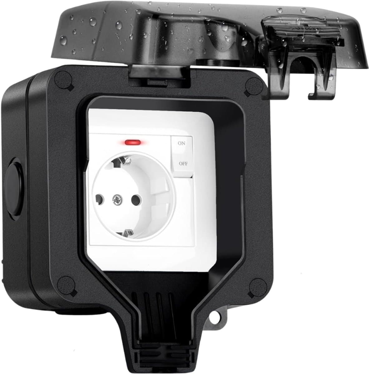 CLGP® Buitenstopcontact - Buitenstopcontacten Waterdicht - Tuincontactdoos - Zwart