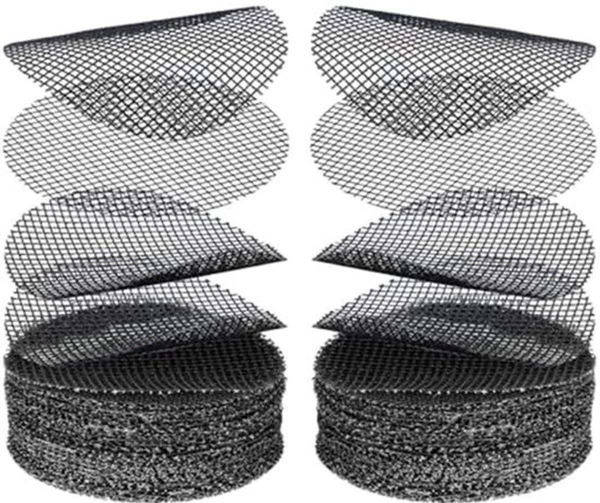 100-Pack Bloempot Gat Mesh - 10 cm Plant Pot Drainage - Glasvezel Mesh (Zwart, Rond)