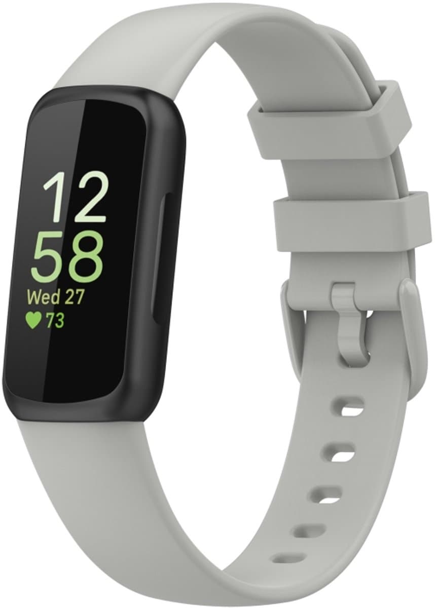 Voor Fitbit Inspire3 Effen kleur siliconen horlogeband, maat: S Maat (Rock Grey)