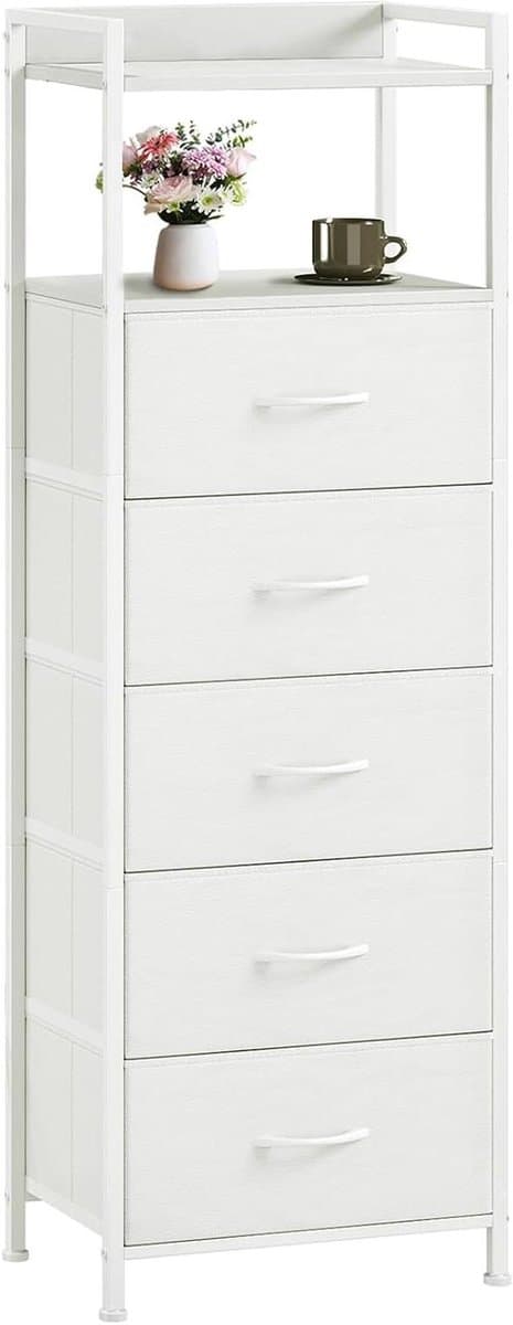 Ladekast met laden - Opbergkast Dressoir - Ruimte Organiseren - Stalen Frame - 107 cm Hoog - Wit