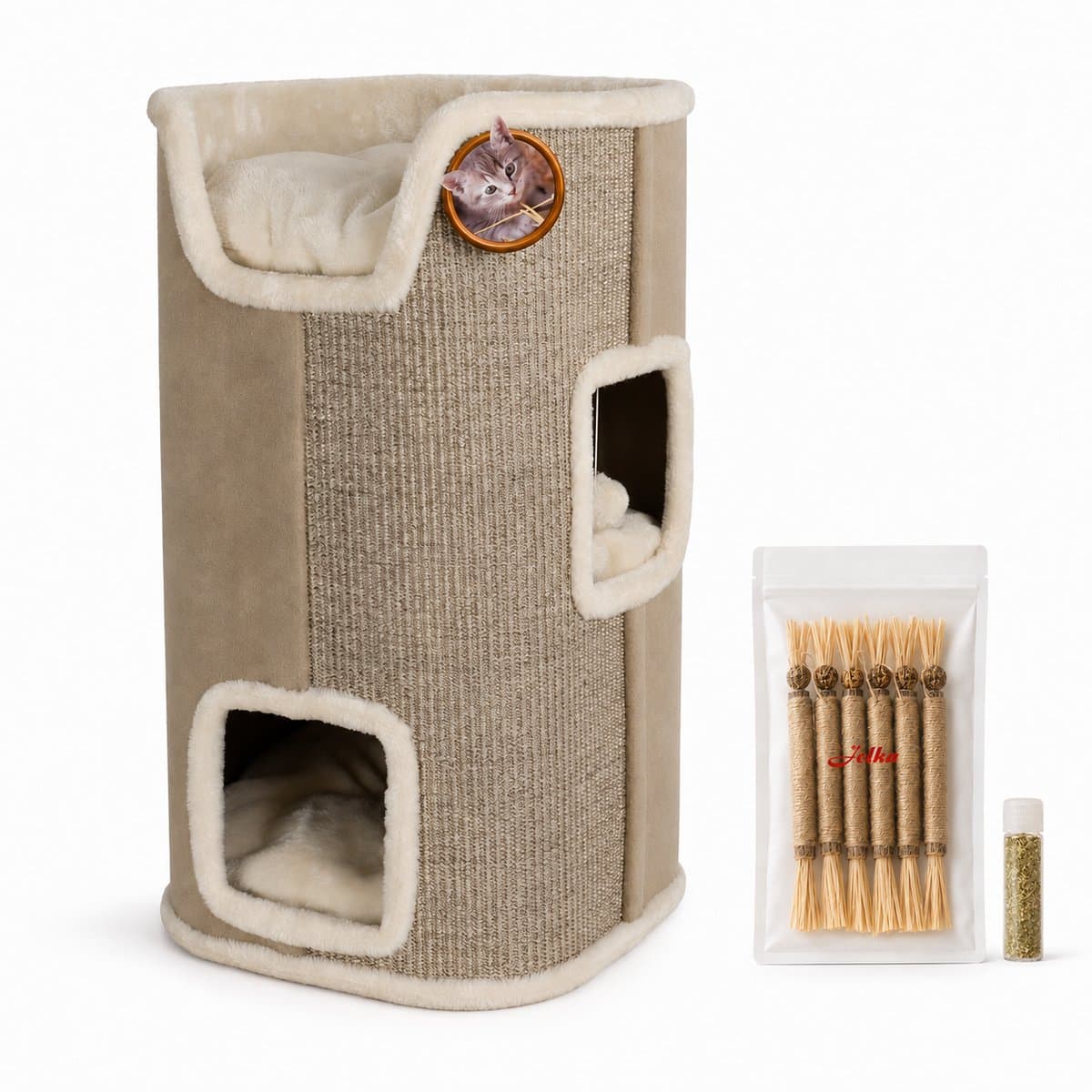 Boon Klimton Sisal 3-Gaats Zwart/Grijs 90 x 42 cm + Jelka Matatabi Startpakket