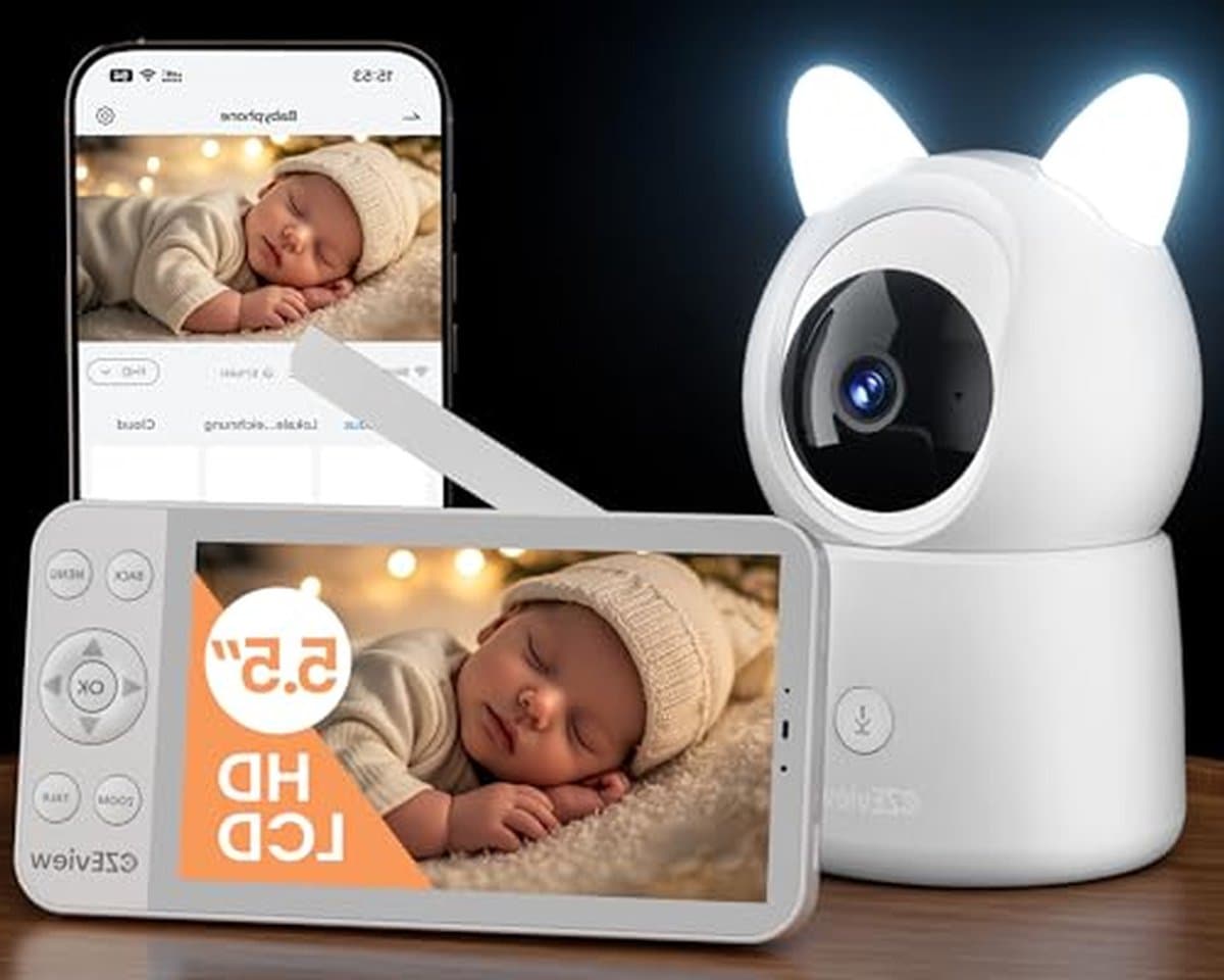 Videobabyfoon met Camera - Babyfoon met Beeldscherm - Baby Bewaken - 2K Resolutie met Nachtzicht - 55 inch Scherm - Wit