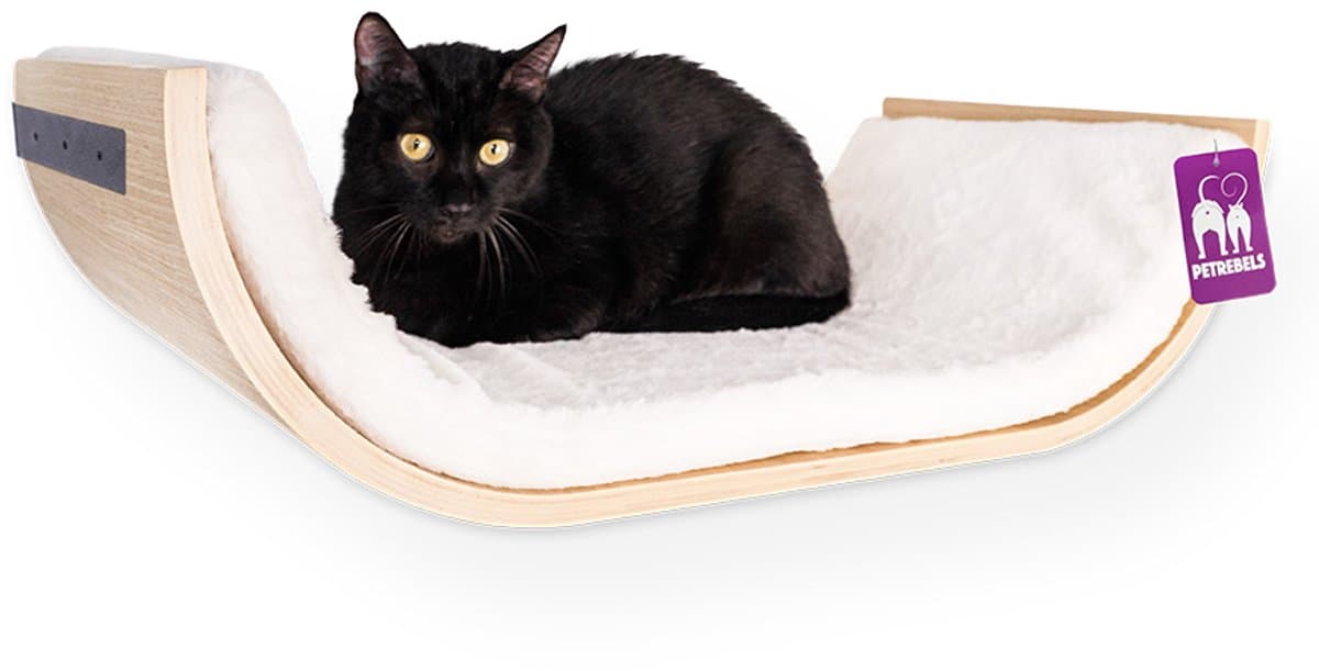 Petrebels Wandmeubel wandmontage Klimmuur Kat - Kattenmuur Curve 70-Rusty Oak - 70 x 20 x 35 cm